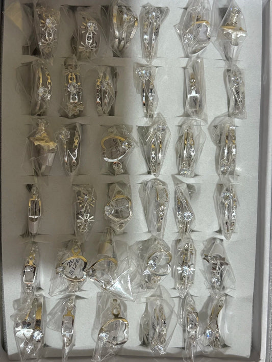 733C anillos de acero blanco con strass