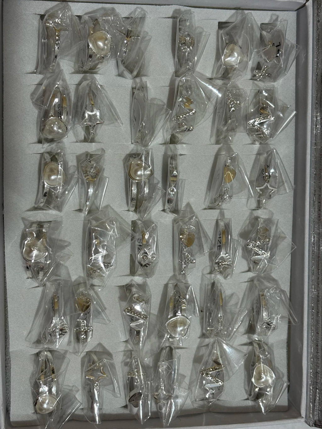 405C anillos de acero blanco con strass