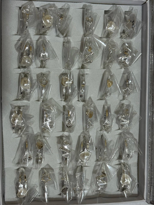 405C anillos de acero blanco con strass