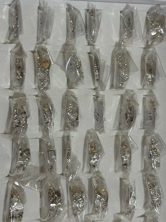 864C anillos de acero blanco con strass