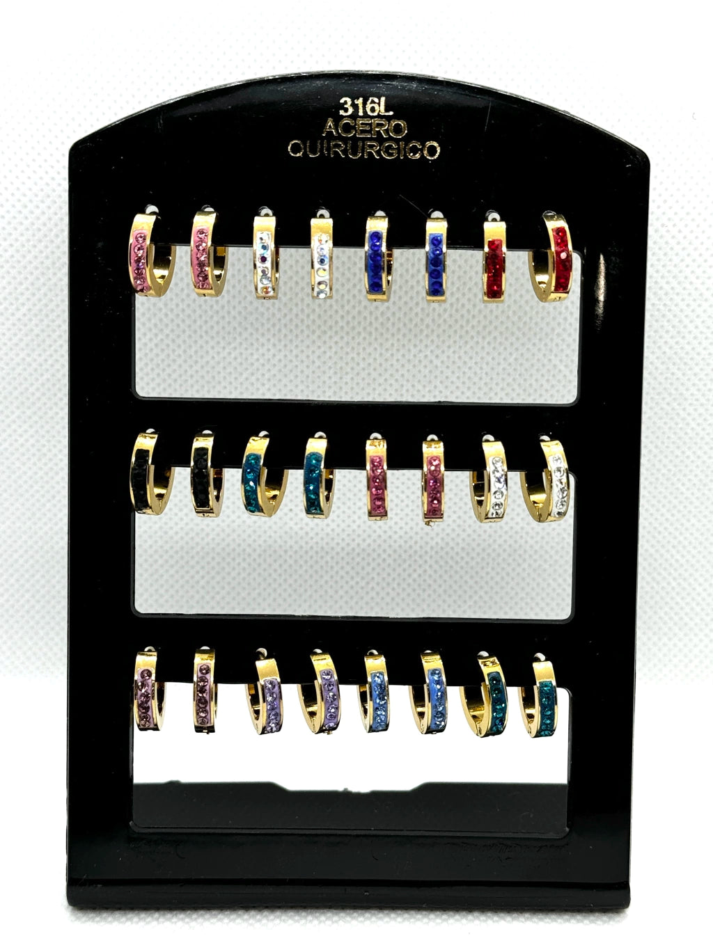 -9B Aro cubana con strass acero dorado X12