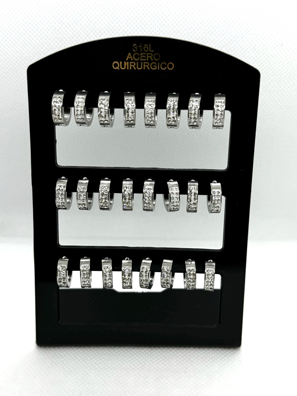 -10A Aro cubana con strass acero X12-10AB