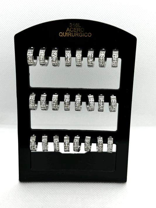 -10A Aro cubana con strass acero X12-10AB