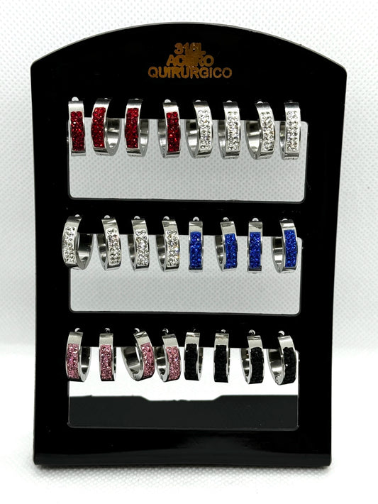 -52 Aro cubana con strass acero X12