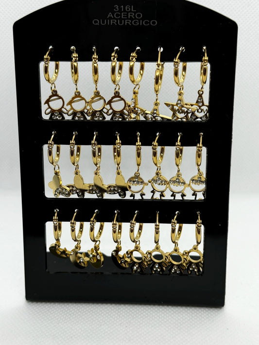 -87B Arito con colgante por pack de acero dorado X12