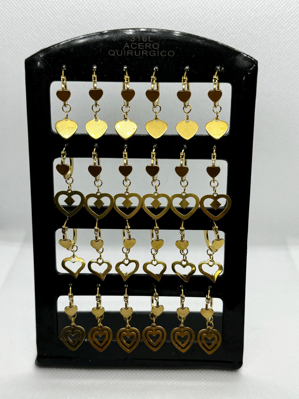 -53B Aritos con colgante por pack acero dorado X12