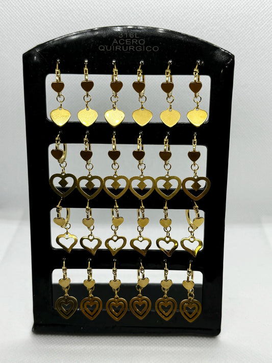 -53B Aritos con colgante por pack acero dorado X12