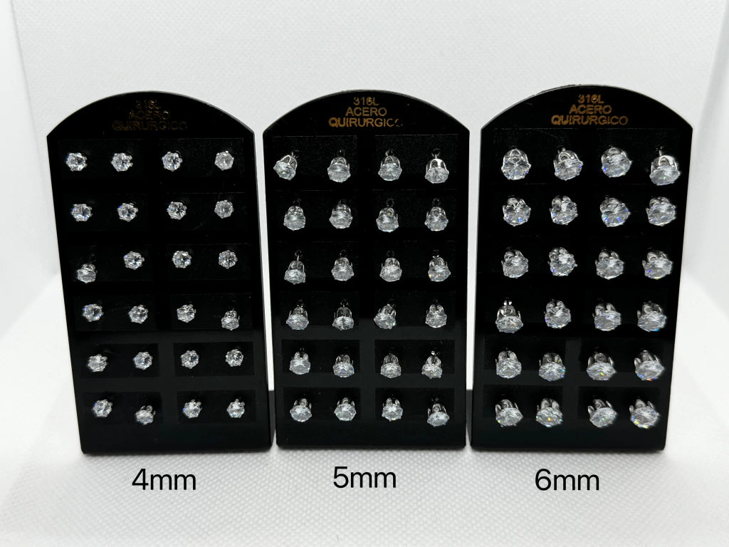 -4 Aritos por 12 diamante redondo 4mm