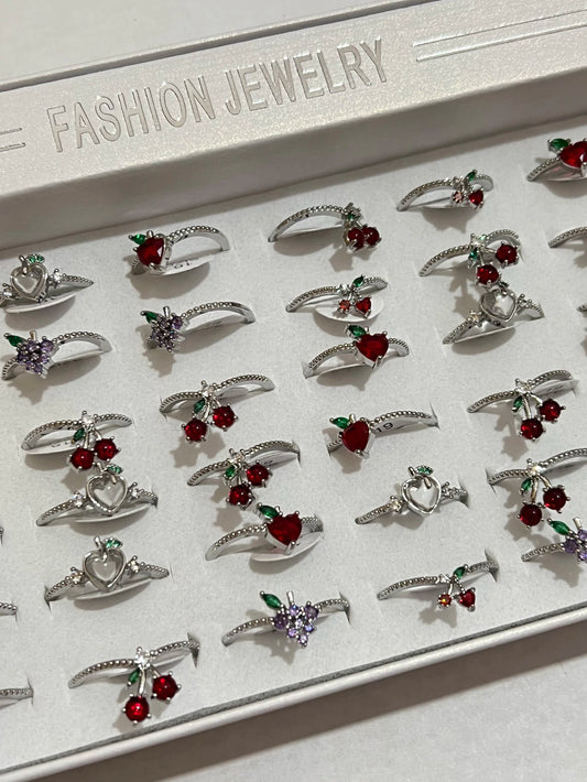 30001A anillos en plateado de cereza