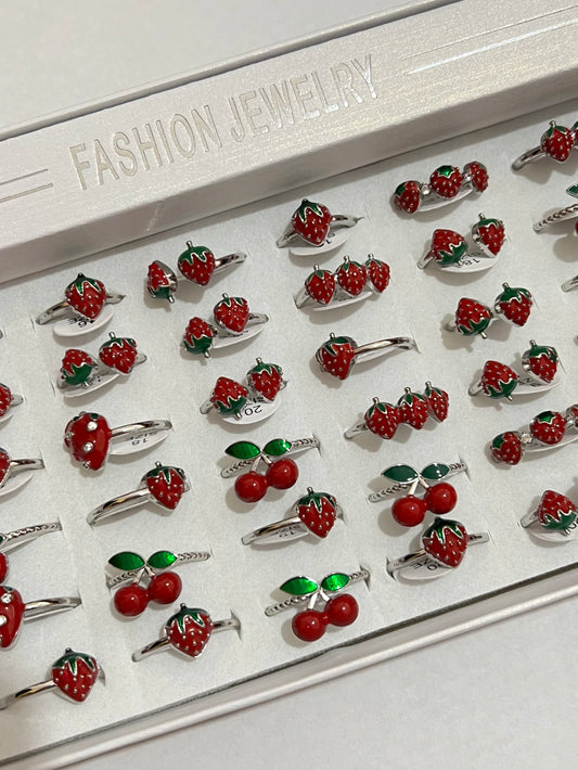 30009A anillos en plateado de cereza