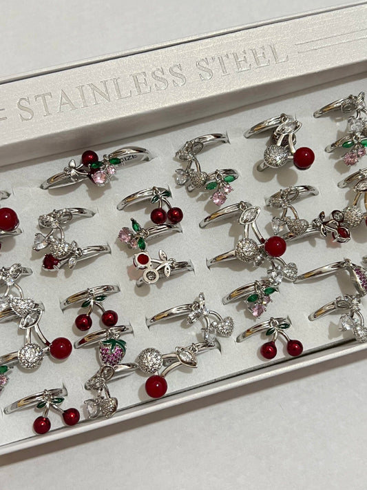 300013A anillos en plateado de cereza