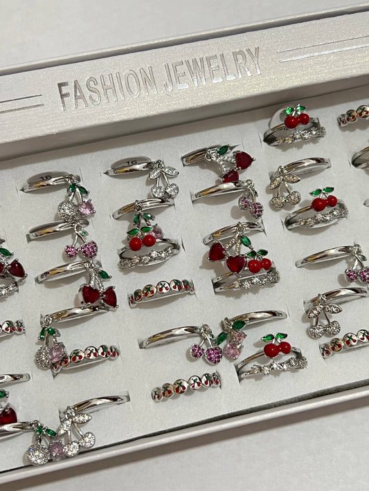 300012A anillos en plateado de cereza