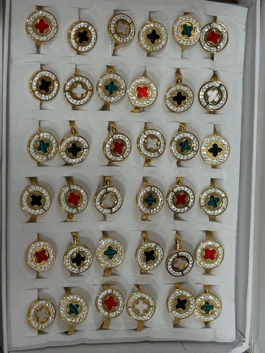 30159-1 Anillos de acero dorado con strass