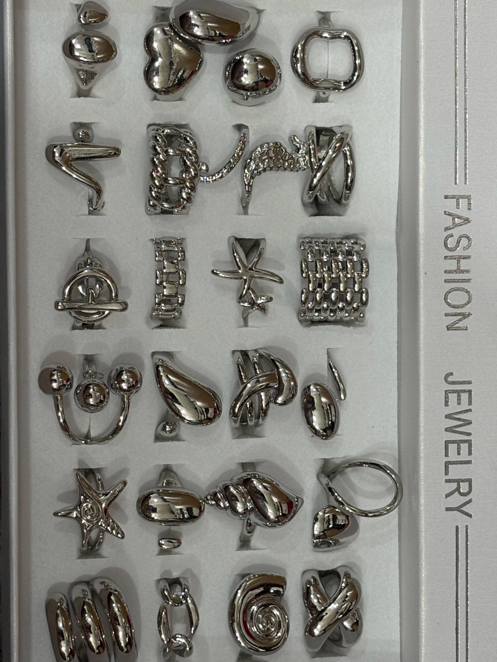 #30206 Anillos de acero plateado ajustable