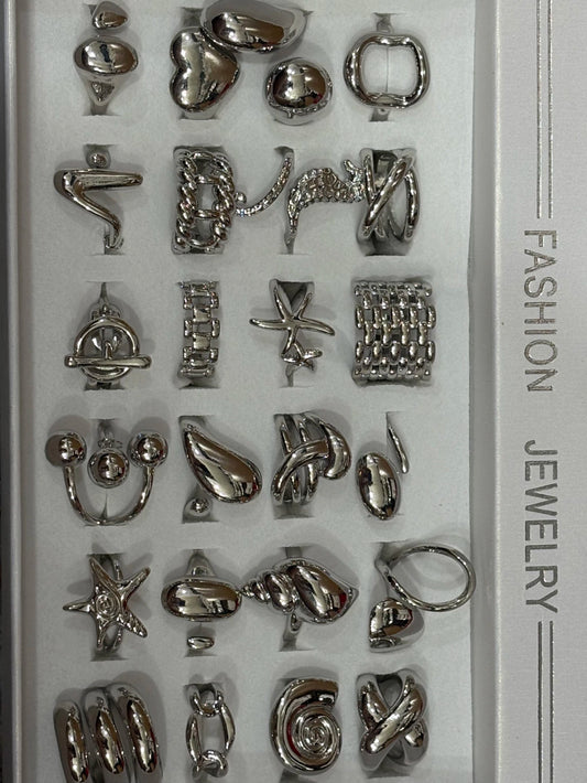 #30206 Anillos de acero plateado ajustable
