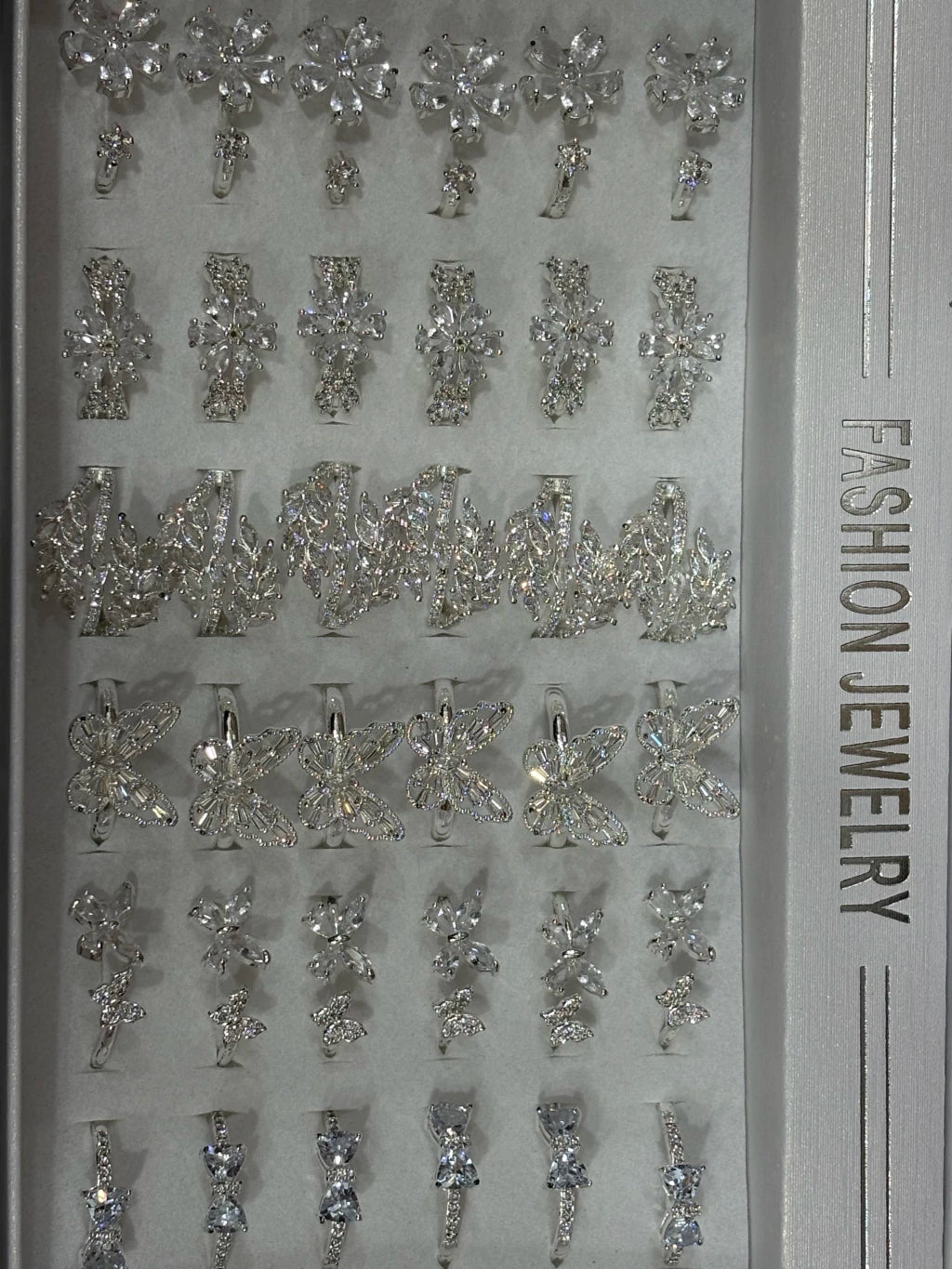 30015-C Anillos de acero blanco con strass
