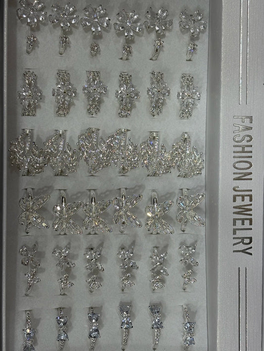 30015-C Anillos de acero blanco con strass