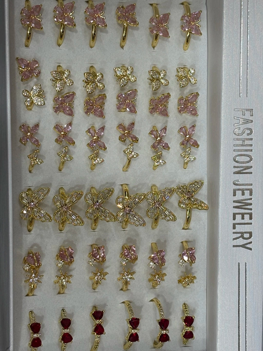 30016-B Anillos de acero dorado con strass