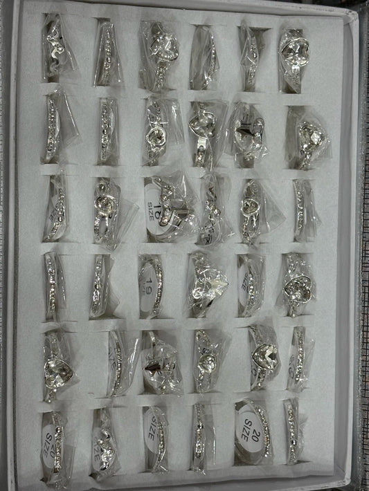 867-C Anillos de acero blanco con strass