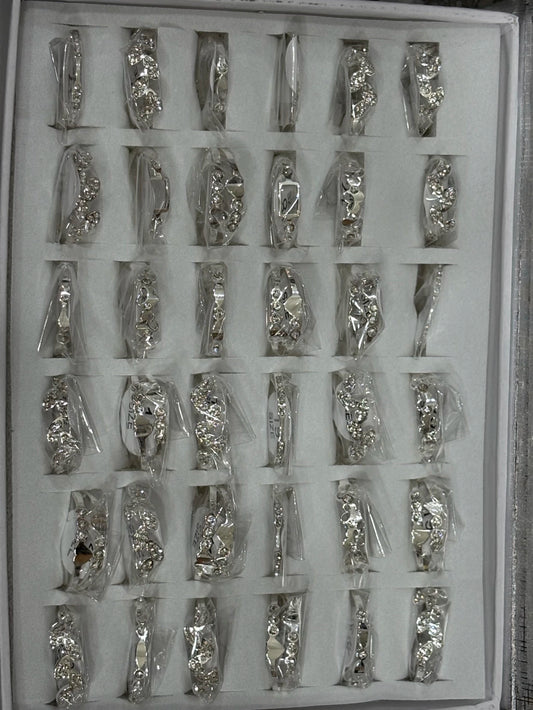 864-C Anillos de acero blanco con strass