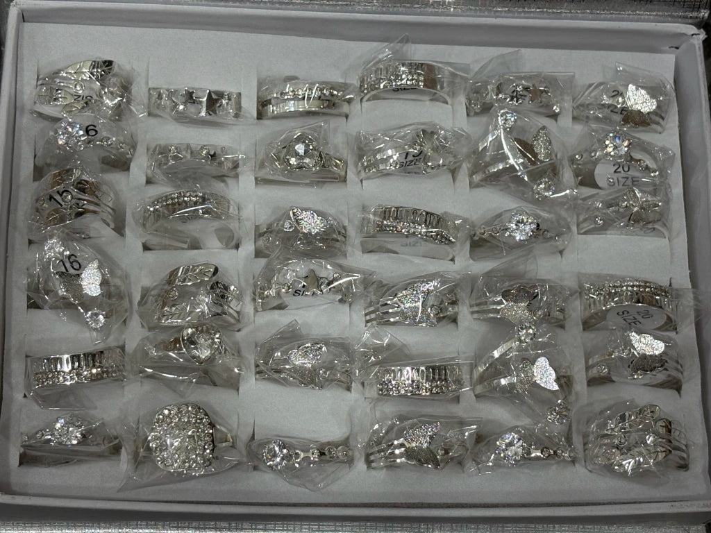 724-C Anillos de acero blanco con strass