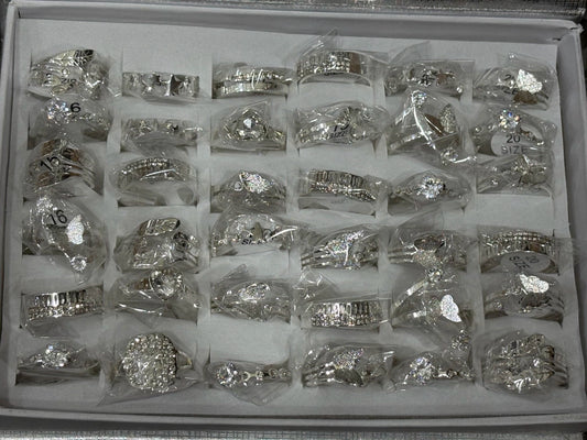 724-C Anillos de acero blanco con strass