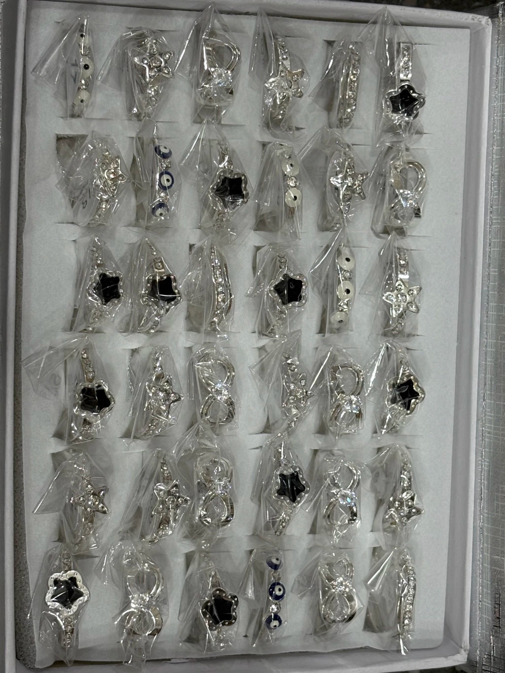 753-C Anillos de acero blanco con strass