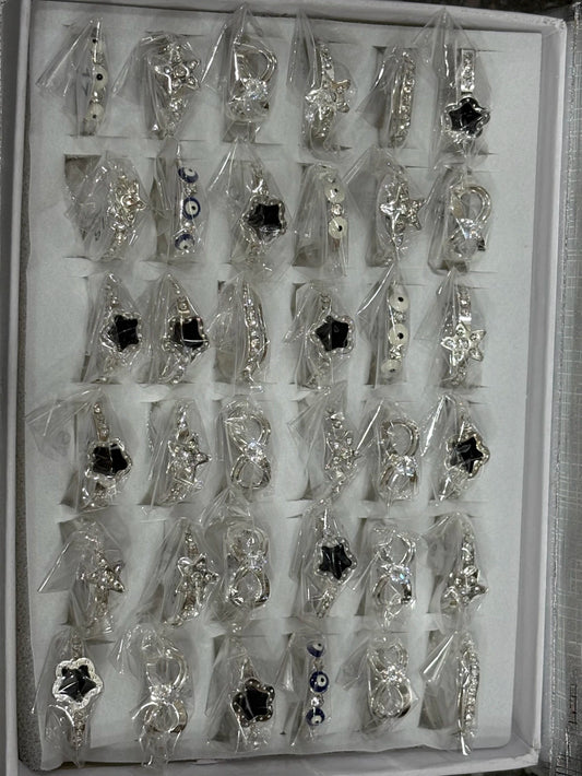 753-C Anillos de acero blanco con strass