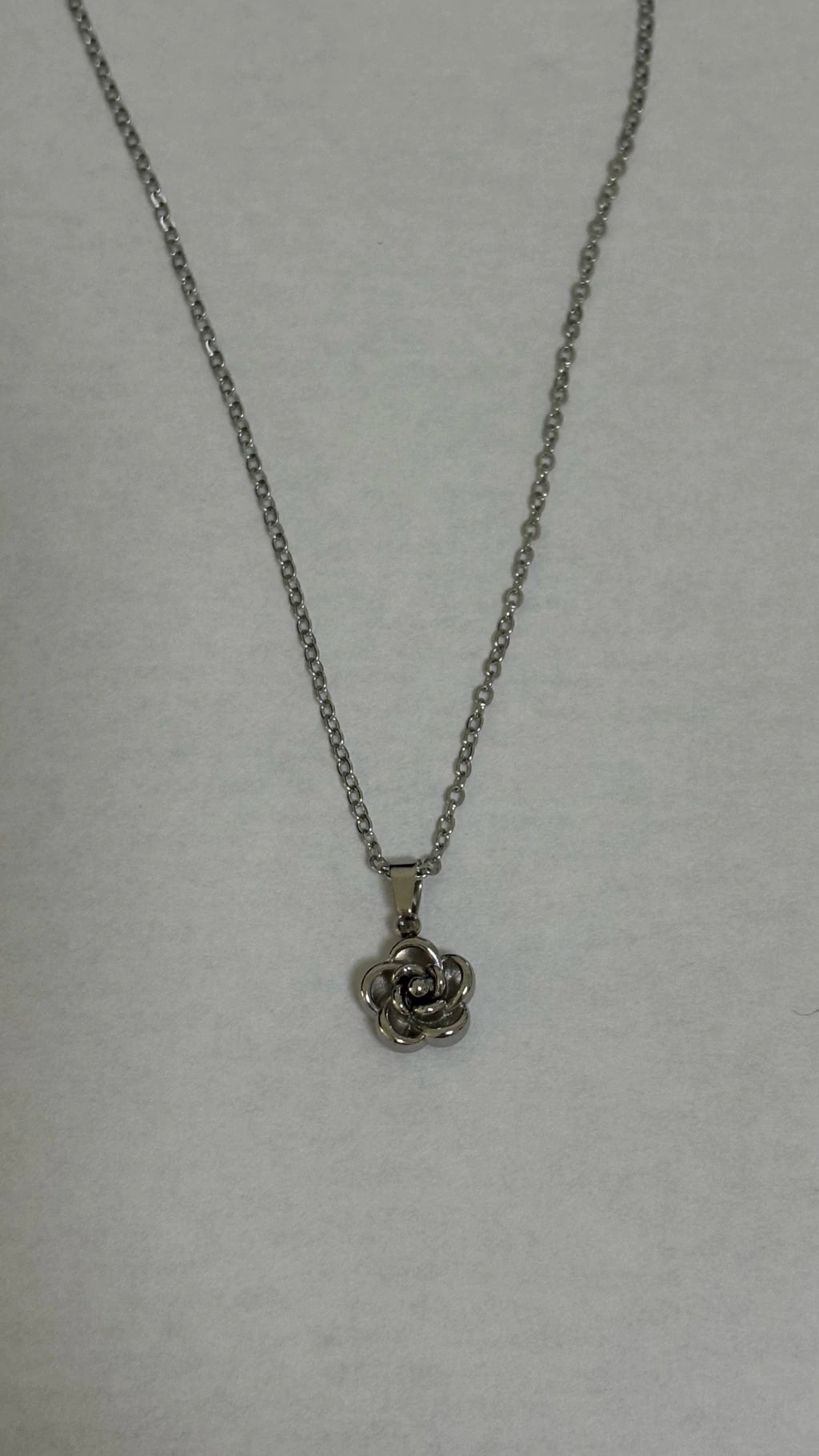 Collar de acero plateado con dije