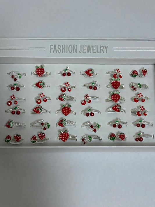 30008C Anillos ajustables de cereza y frutilla