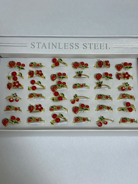 300010B Anillos ajustables de cereza y frutilla