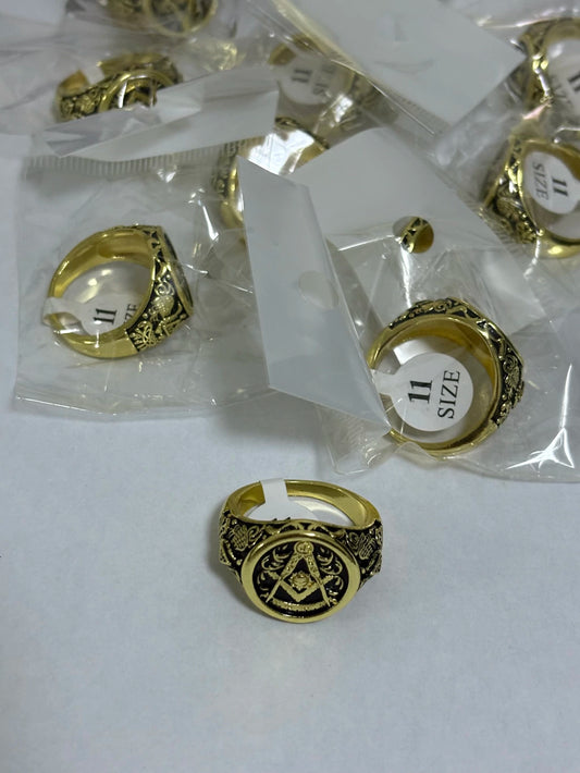 36-Anillos de acero dorado (7-13size)