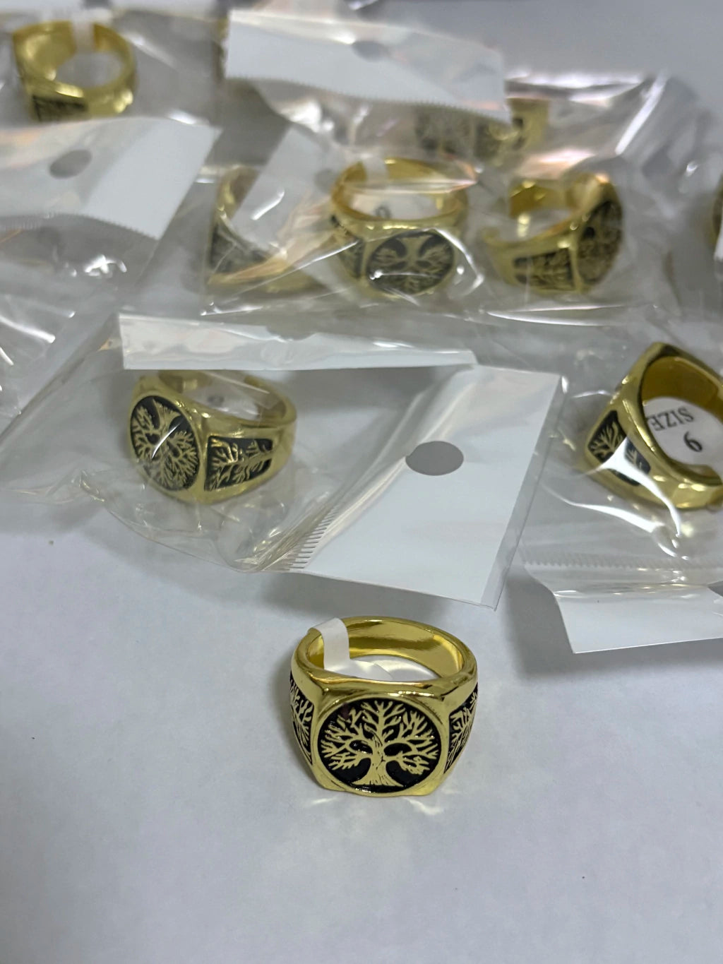 35-Anillos de acero dorado (7-13size)