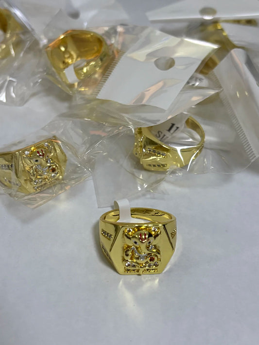 34-Anillos de acero dorado (7-13size)