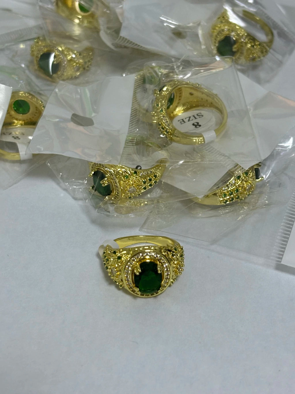 30-Anillos de acero dorado (7-13size)