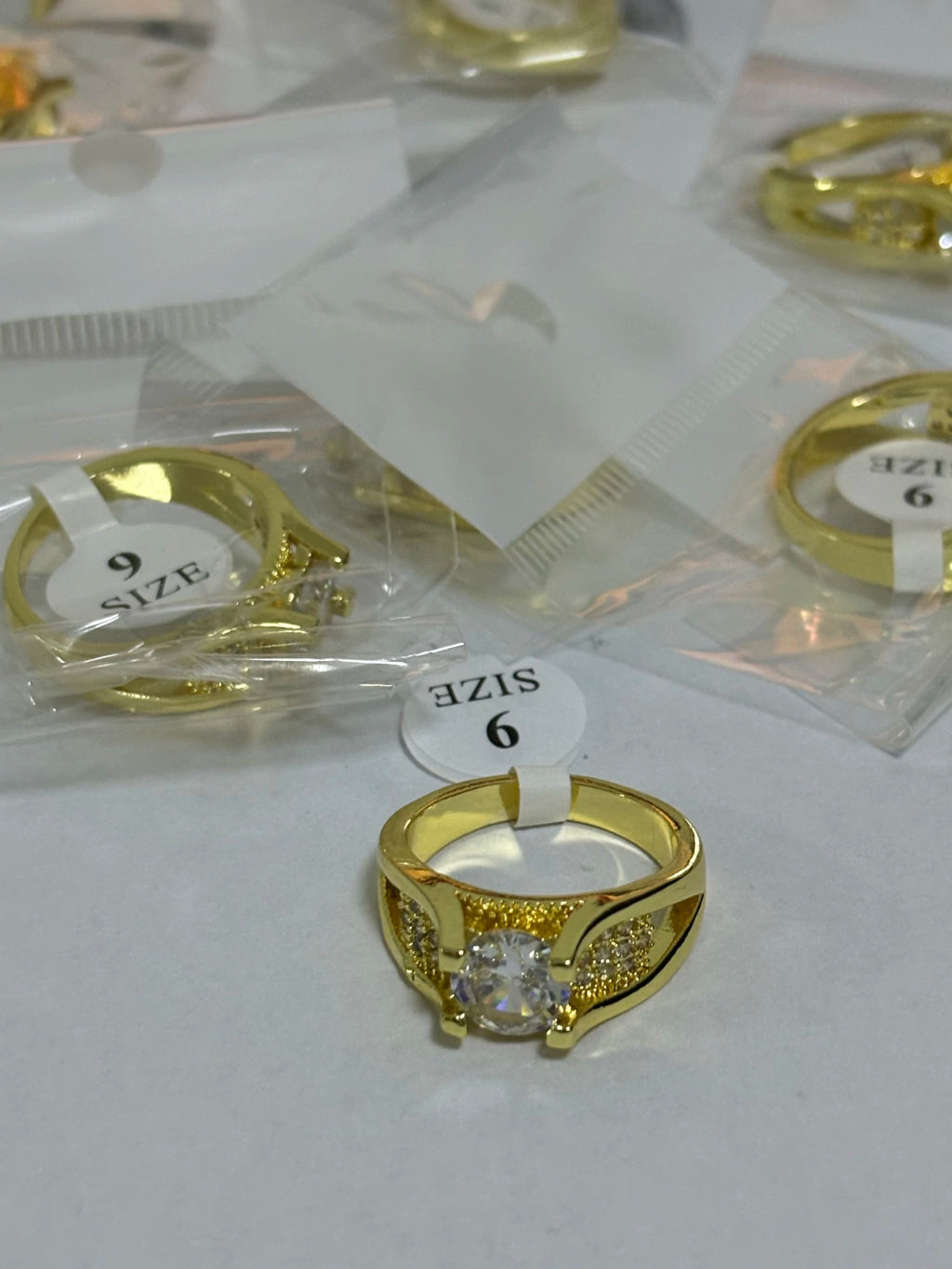 29-Anillos de acero dorado (7-13size)