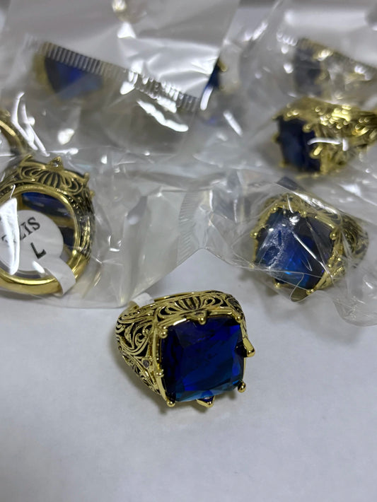 28-Anillos de acero dorado (7-13size)