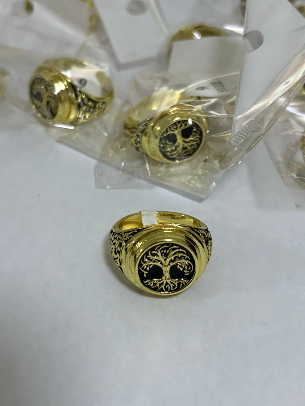 27-Anillos de acero dorado (7-13size)