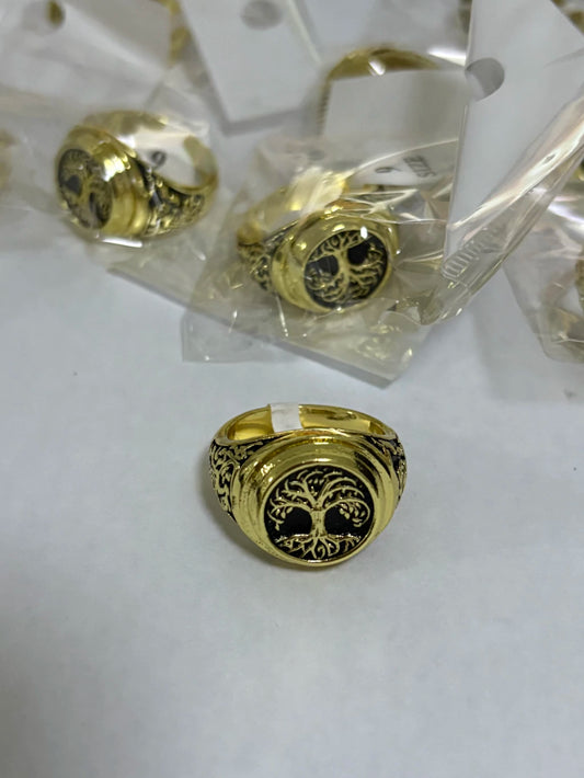 27-Anillos de acero dorado (7-13size)