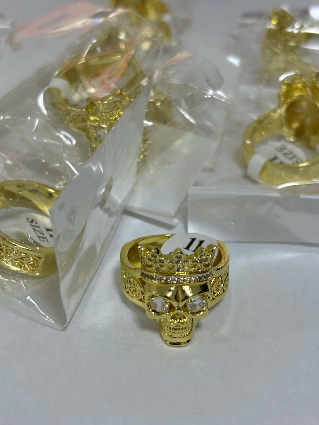 25-Anillos de acero dorado (7-13size)