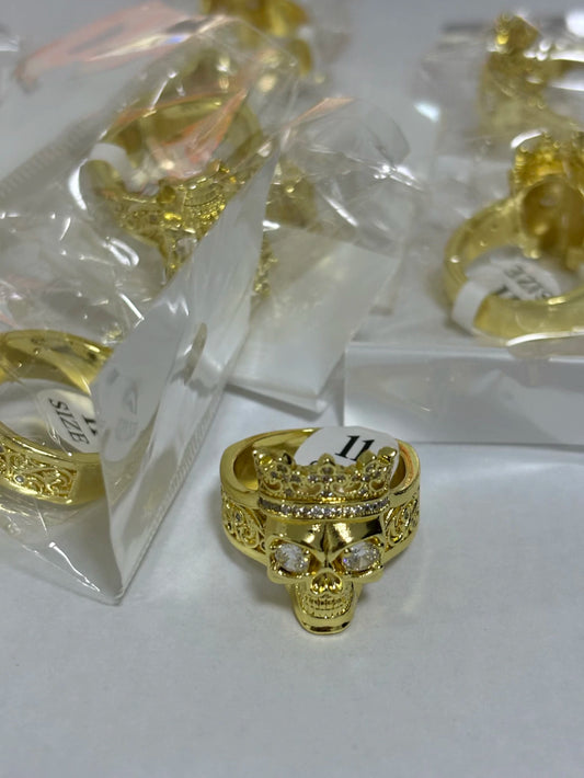 25-Anillos de acero dorado (7-13size)