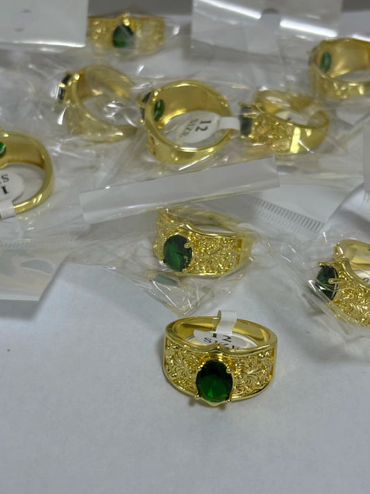 22-Anillos de acero dorado (7-13size)