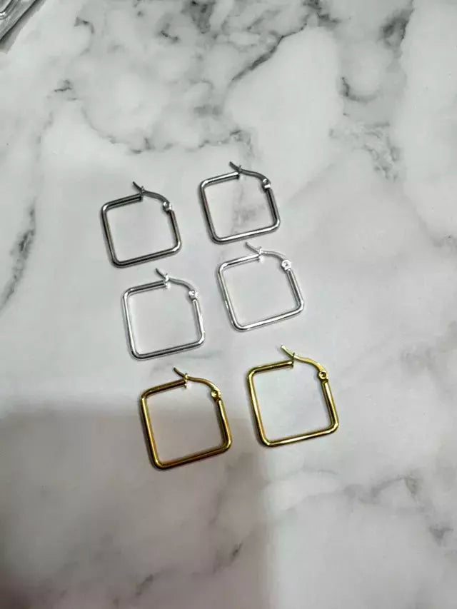 Aros acero cuadrado X docena