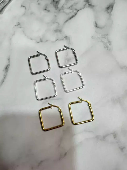 Aros acero cuadrado X docena