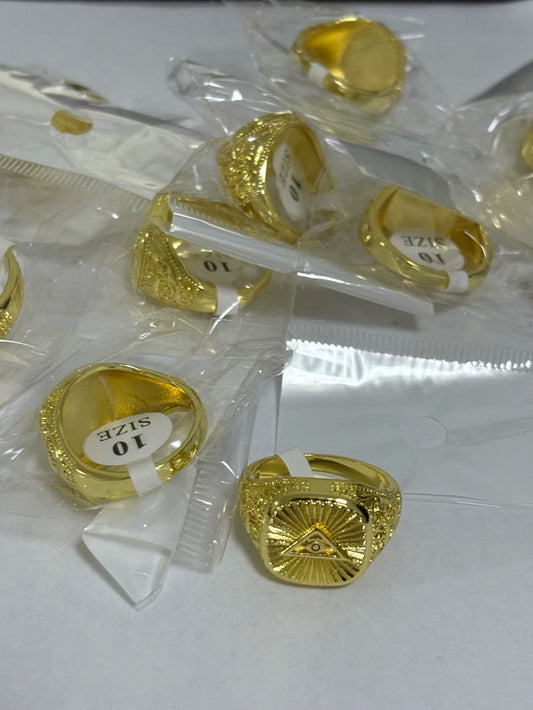 19-Anillos de acero dorado (7-13size)