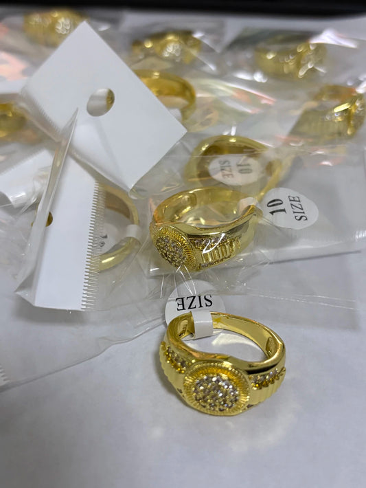17-Anillos de acero dorado (7-13size)