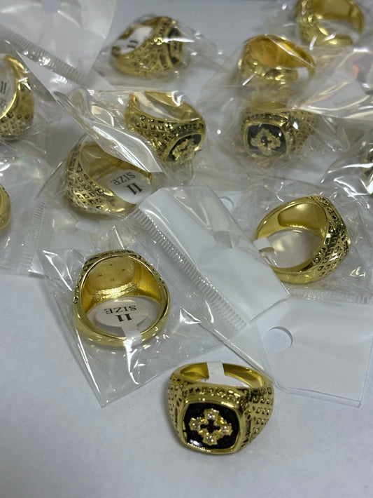 16-Anillos de acero dorado (7-13size)