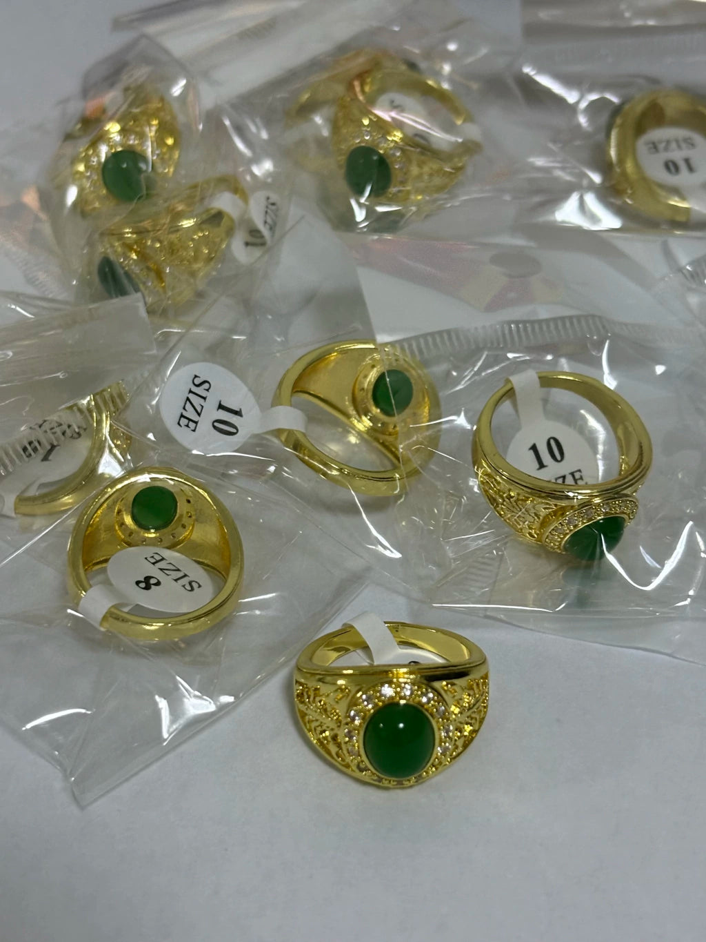 15-Anillos de acero dorado (7-13size)