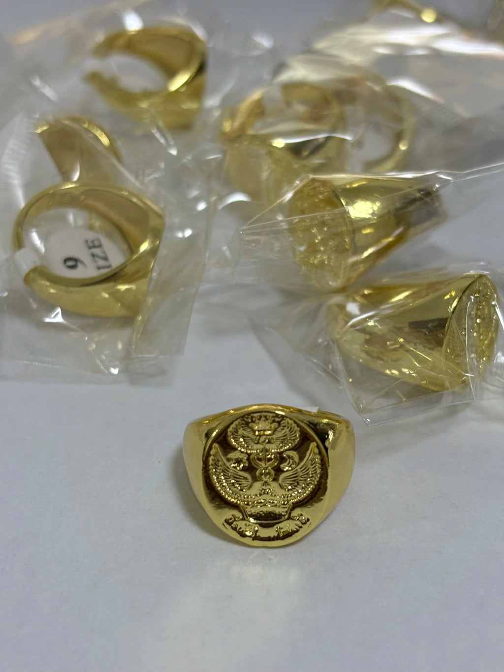 14-Anillos de acero dorado (7-13size)