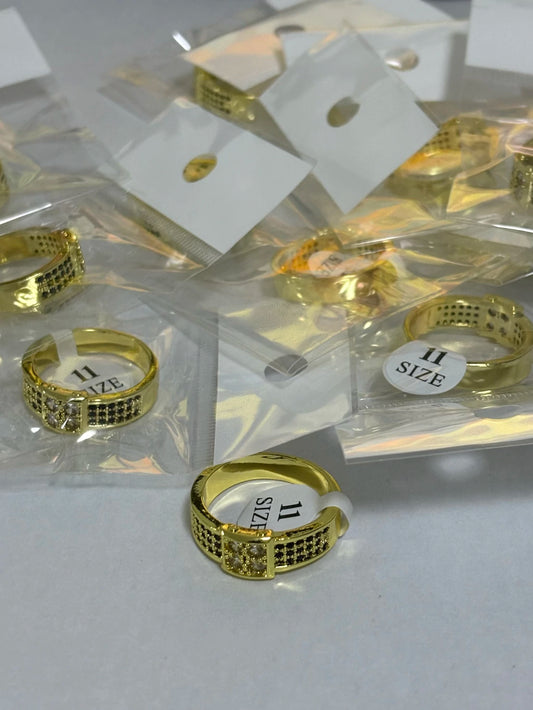 13-Anillos de acero dorado (7-13size)